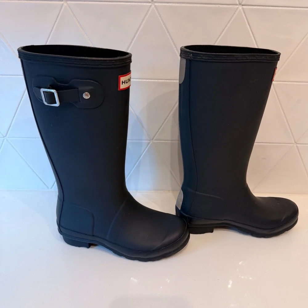 Hunter Kids Original Tall Rain Boots Matte Navy US Big Kids Size 1 Waterproof